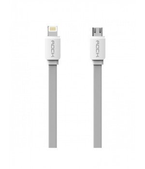 Кабелі Rock Micro To Lightning Flat Data Cable gray 
