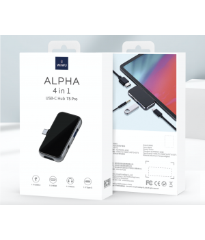 Перехідник Wiwu Alpha 4in1 USB-C Hub T5 Pro (USB3.0 + HDMI + AUX + USB-C)