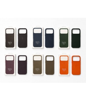 Кейси iPhone 17 Pro Apple Leather Case with MagSafe and Animations