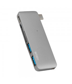 Перехідник Wiwu USB USB-C 5in1 Hub Т6 (MicroSD + USB-C + SD + USB3.0x2)