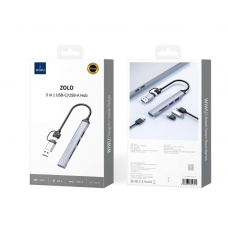 Перехідник ZOLO 5 in 1 USB-C/USB-A HUB Wi-HB003