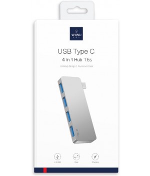 Перехідник Wiwu USB USB-C 4in1 Hub T6s  (USBx4)