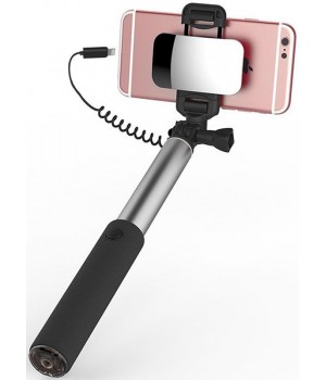 Аксесуари Селфістіки Rock Selfie Stick with Lightning Wire Control & Mirror 