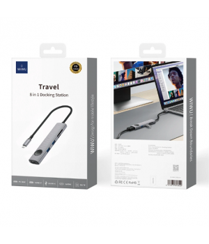 Перехідник Wiwu Traveling Series 8 in 1 Docking Station Wi-HB001 (grey) Перехідник Wiwu Traveling Series 8 in 1 Docking Station Wi-HB001 (grey)