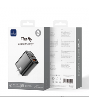 Блок живлення 20W Firefly GaN Fast Charger 1A+1C with digital display Wi-G009 EU