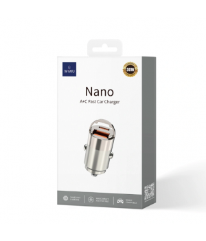Автозарядне Wiwu Nano Series 30W Fast Car Charger Wi-QC028 USC-A+USB-C (titanium color) Автозарядне Wiwu Nano Series 30W Fast Car Charger Wi-QC028 USC-A+USB-C (titanium color)